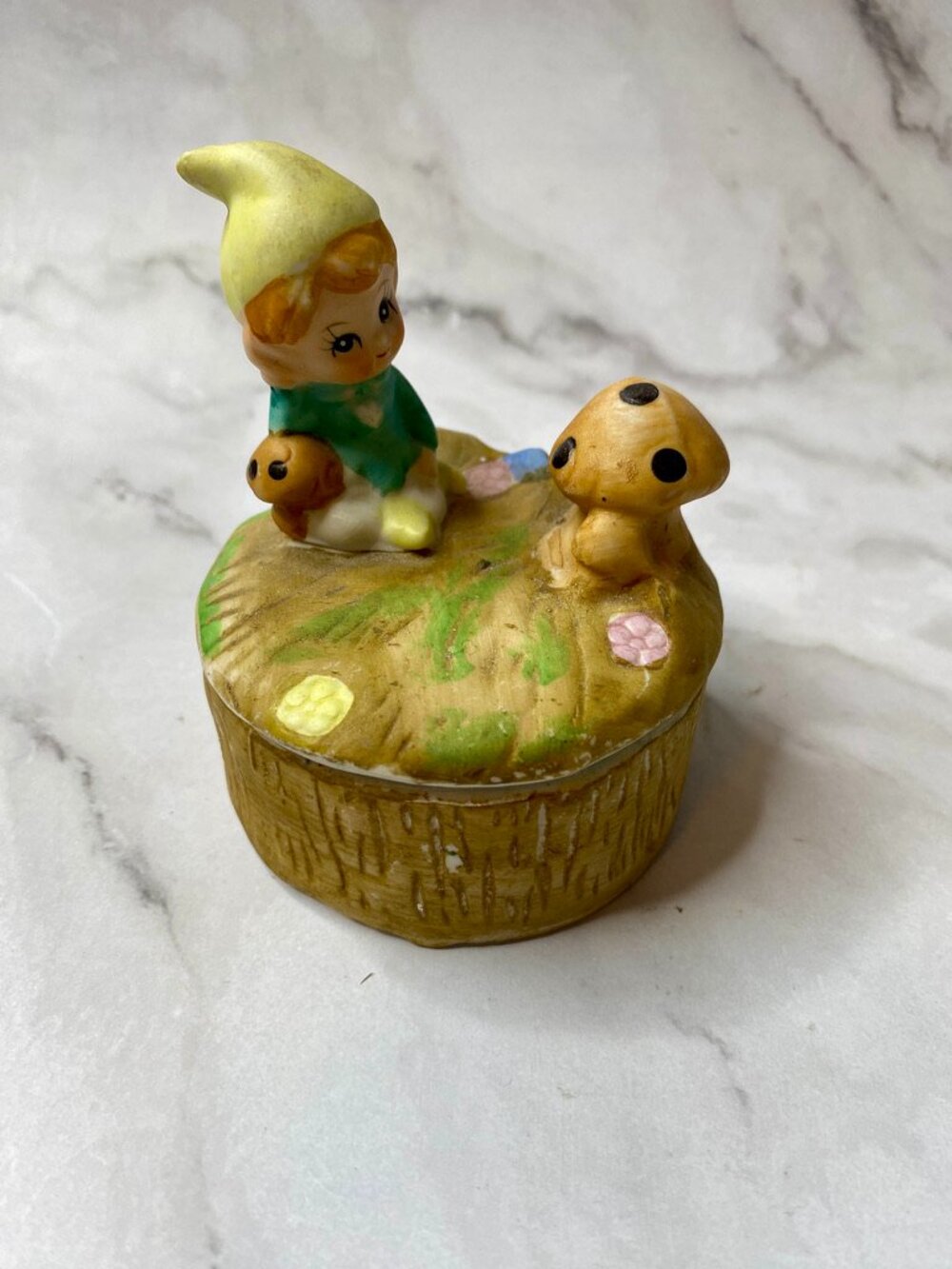 Vintage Homco Ceramic Pixie Trinket Dish